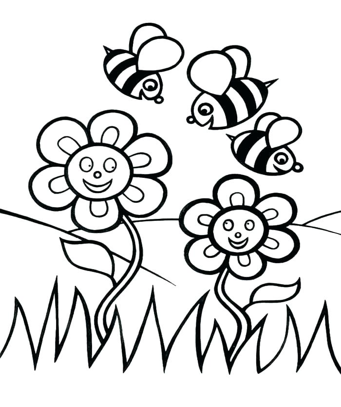 Bee And Flower Drawing at GetDrawings | Free download