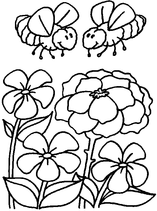 515x691 Coloring Two Bees With Flowers Picture