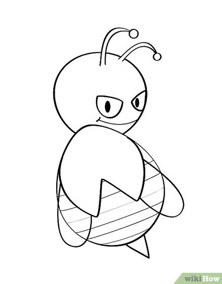 438x559 How To Draw A Cartoon Killer Bee 9 Steps (With Pictures)