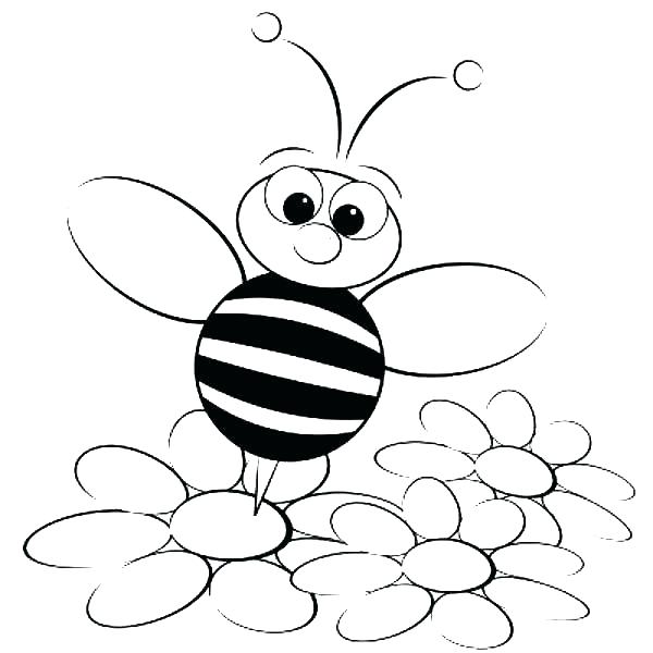 600x600 Bumble Bee Coloring Pages Cartoon Bee And Flower A Page To Print