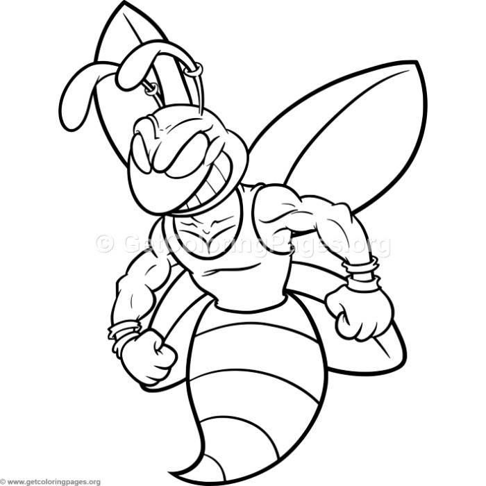 700x700 Funny Cartoon Bee Mascot Coloring Pages