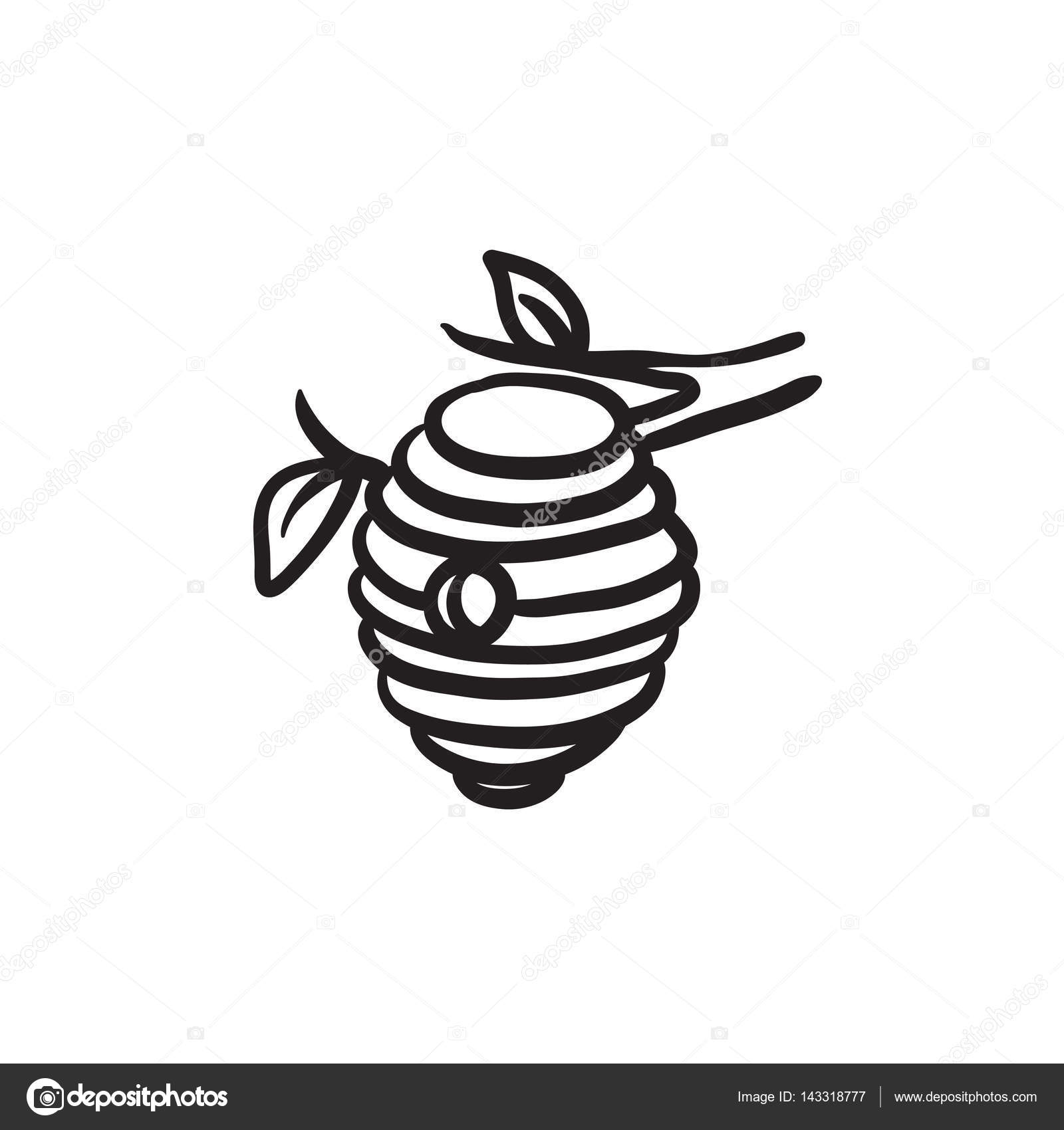 1600x1700 Bee Hive Sketch Icon. Stock Vector Rastudio