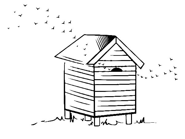 600x451 Beehive For Honey Farming Coloring Page