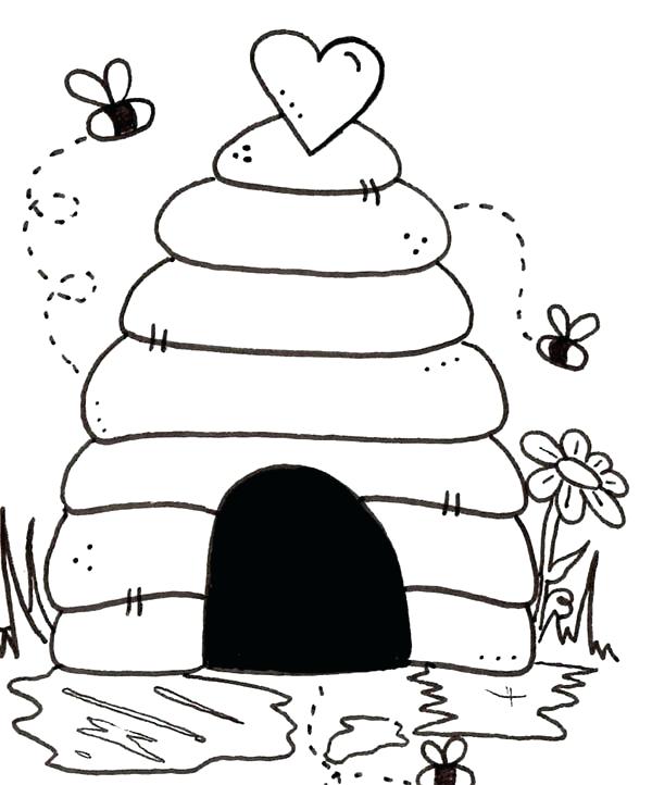 600x722 Vibrant Creative Honey Bee Coloring Pages Also Beehive Is House