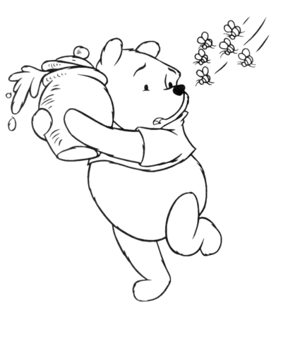 401x480 Pooh And Bees Coloring Page Free Printable Coloring Pages
