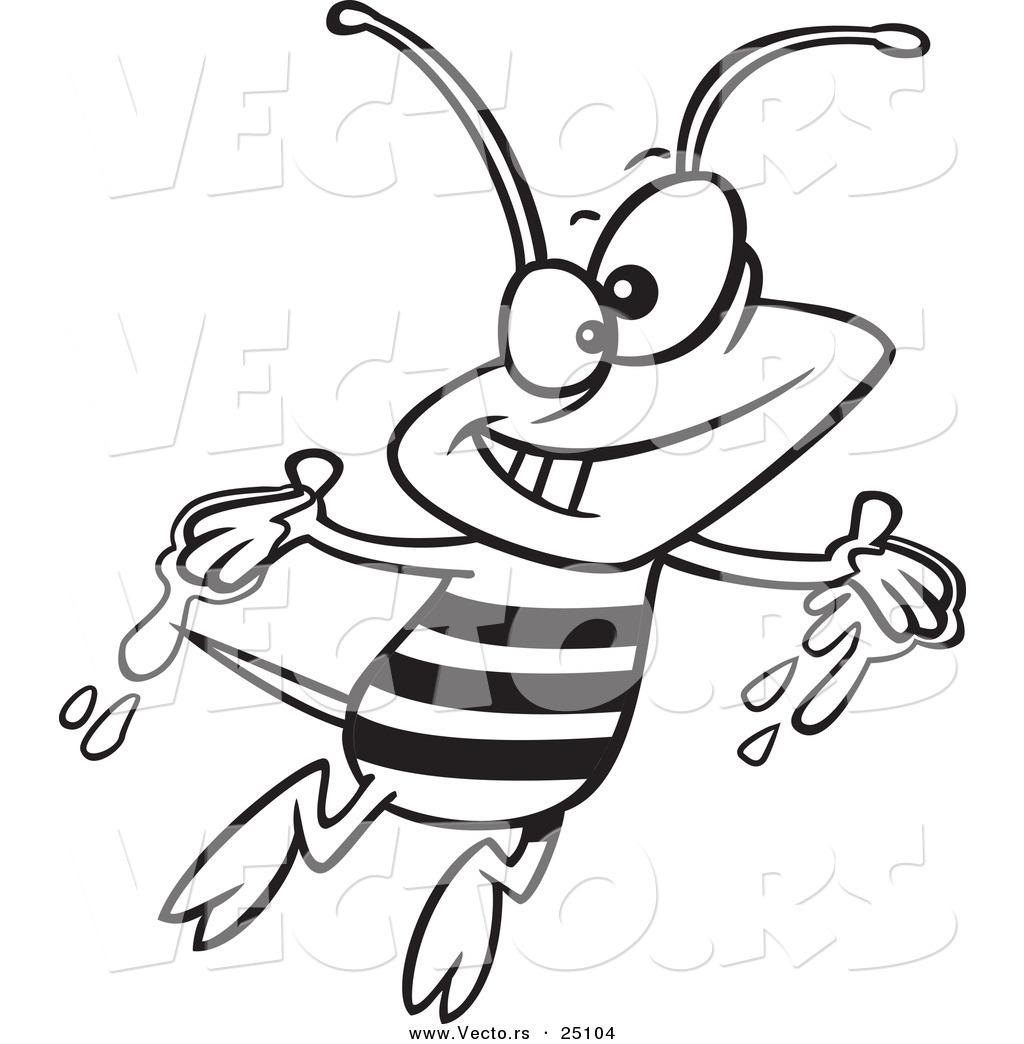 1024x1044 Vector Of A Cartoon Happy Bee With Honey On His Hands