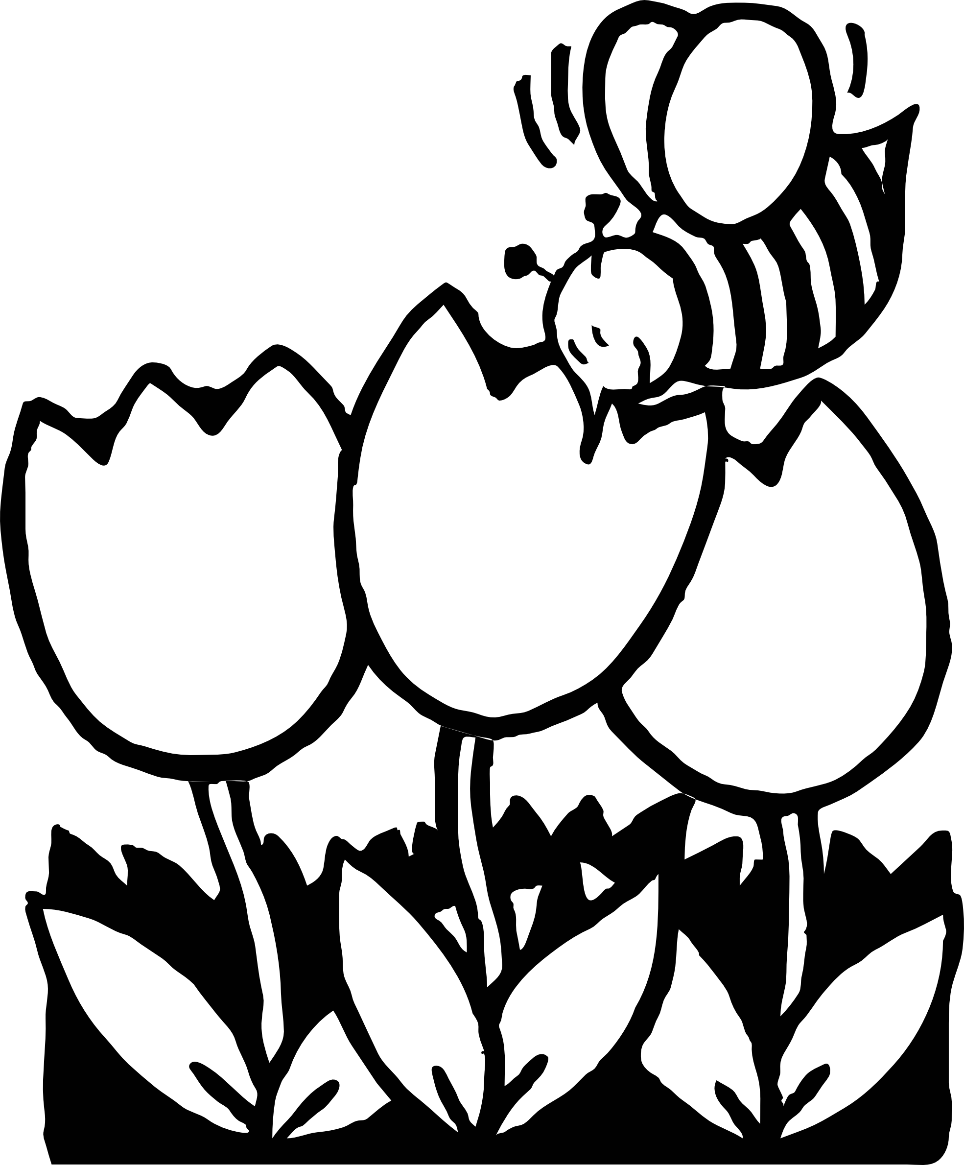 1969x2379 Bee Clipart Line Drawing