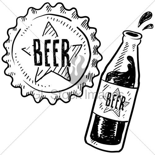 500x500 Beer Bottle And Cap Sketch Gl Stock Images