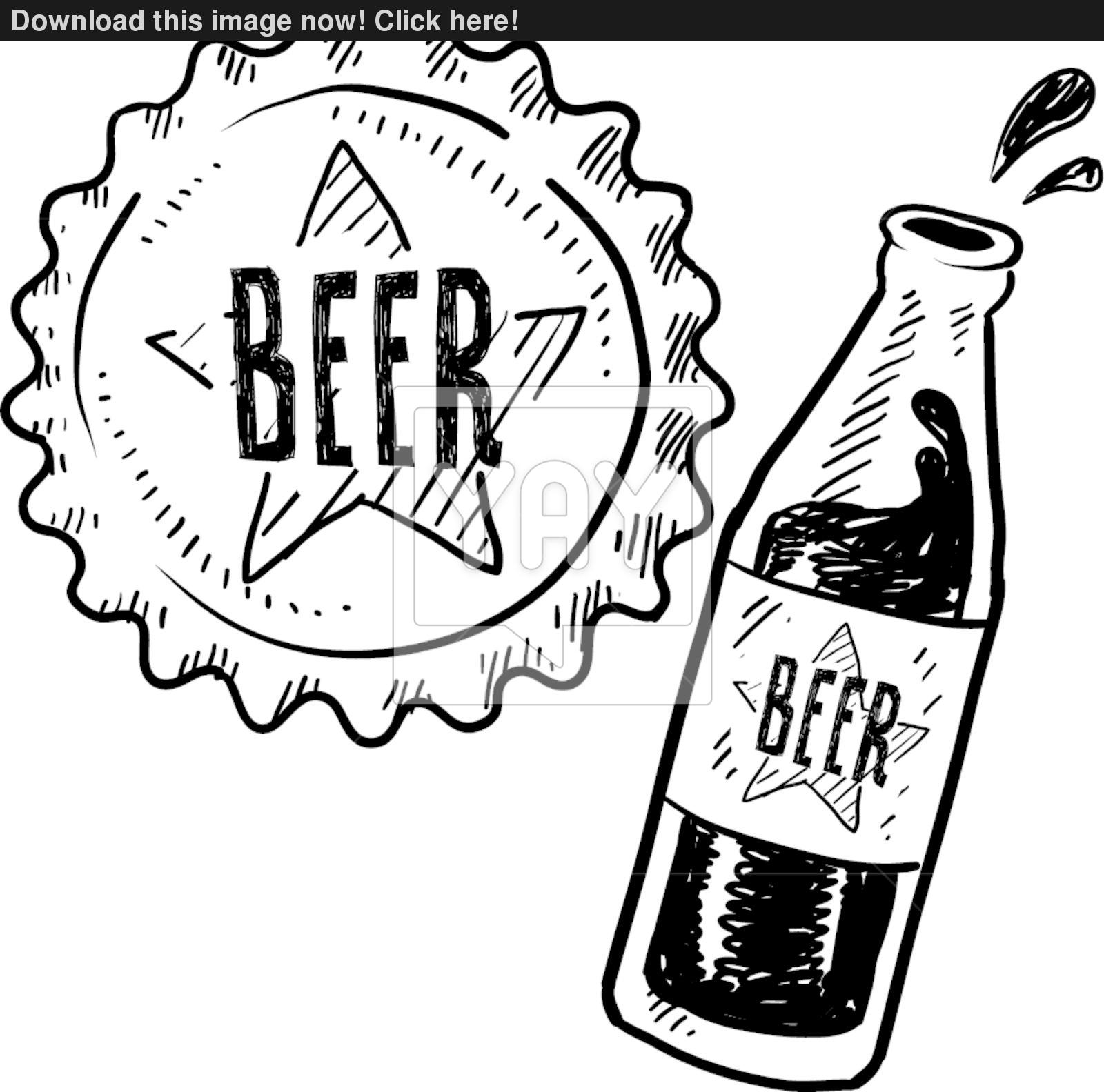 1600x1584 Beer Bottle Sketch In Vector Format Vector
