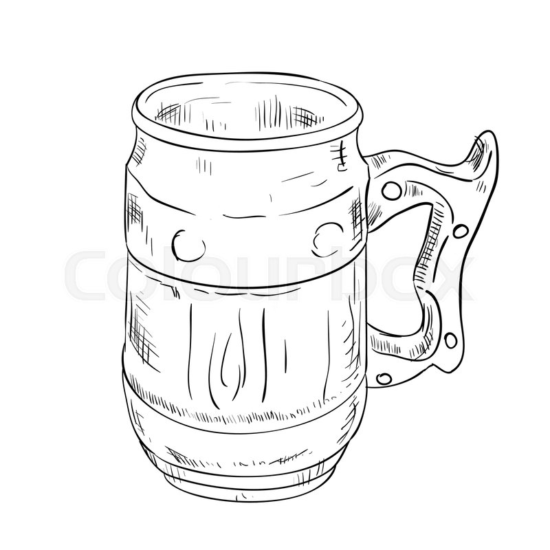 800x800 Vector Sketch Of Beer Glass. Hand Draw Illustration. Stock