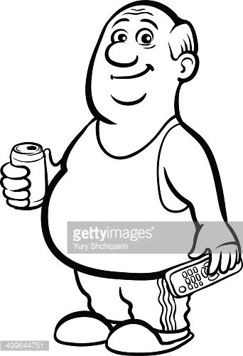 342x501 Whiteboard Drawing Cartoon Fat Retired Man With Beer Premium