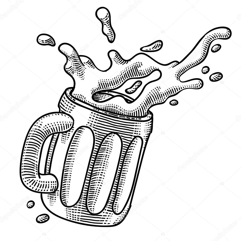 1024x1024 Engraved Beer Mug Stock Vector Gleb Guralnyk