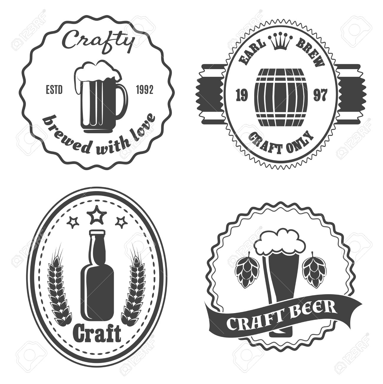 1299x1300 42369534 Craft Beer Brewery Badges And Logo Vintage Bar Icon