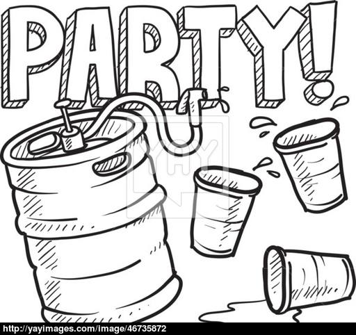 512x482 Keg Party Sketch Vector