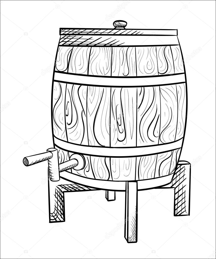 853x1023 Vector Barrel Of Beer Drawn On The Chalkboard. Vector Set Of Beer