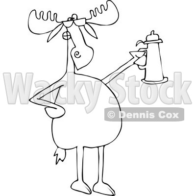 400x400 Of An Outlined Moose Wearing Sunglasses And Holding A Beer Stein