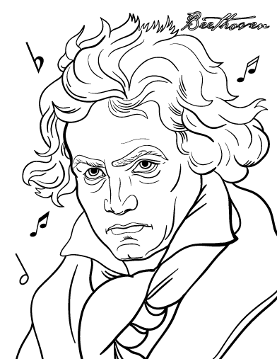 392x507 Printable Beethoven Coloring Page. Free Pdf Download