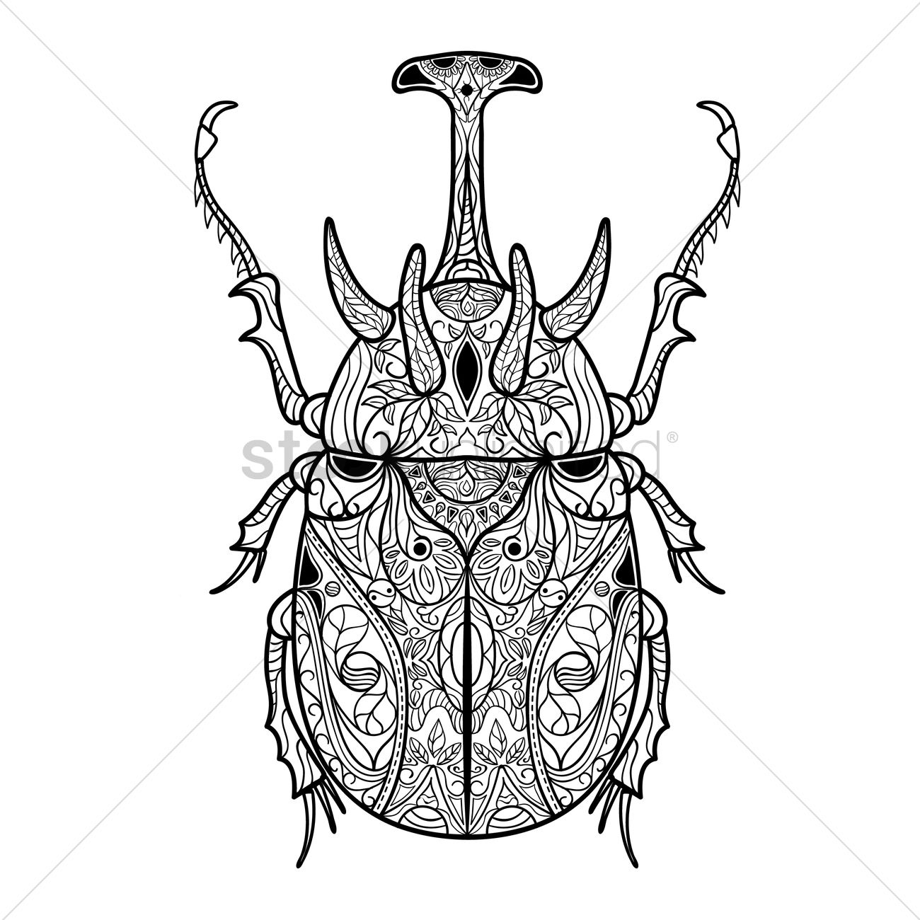 1300x1300 Intricate Horned Beetle Design Vector Image