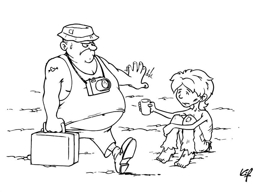 875x620 Coloring Page Child Beggar