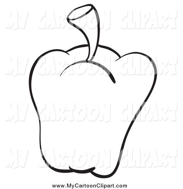 600x620 Clip Art Of A Black And White Bell Pepper By Graphics Rf