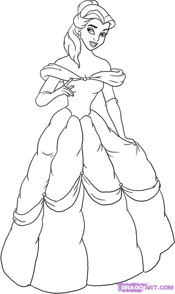 598x1003 How To Draw Belle, Step By Step, Disney Princesses, Cartoons, Draw