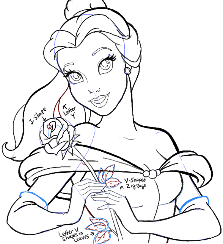 750x819 How To Draw Belle From Beauty And The Beast Step By Step Tutorial