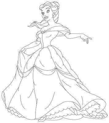 354x400 Disney Princess Belle And Her Gown Coloring Sheet Cartoon