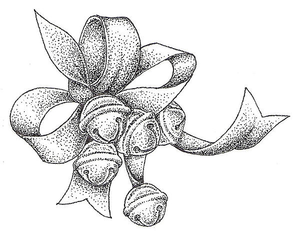 600x473 Christmas Bells Drawing By Christy Beckwith