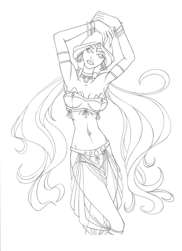 762x1049 Belly Dancer Lineart By Green Eyed Demon