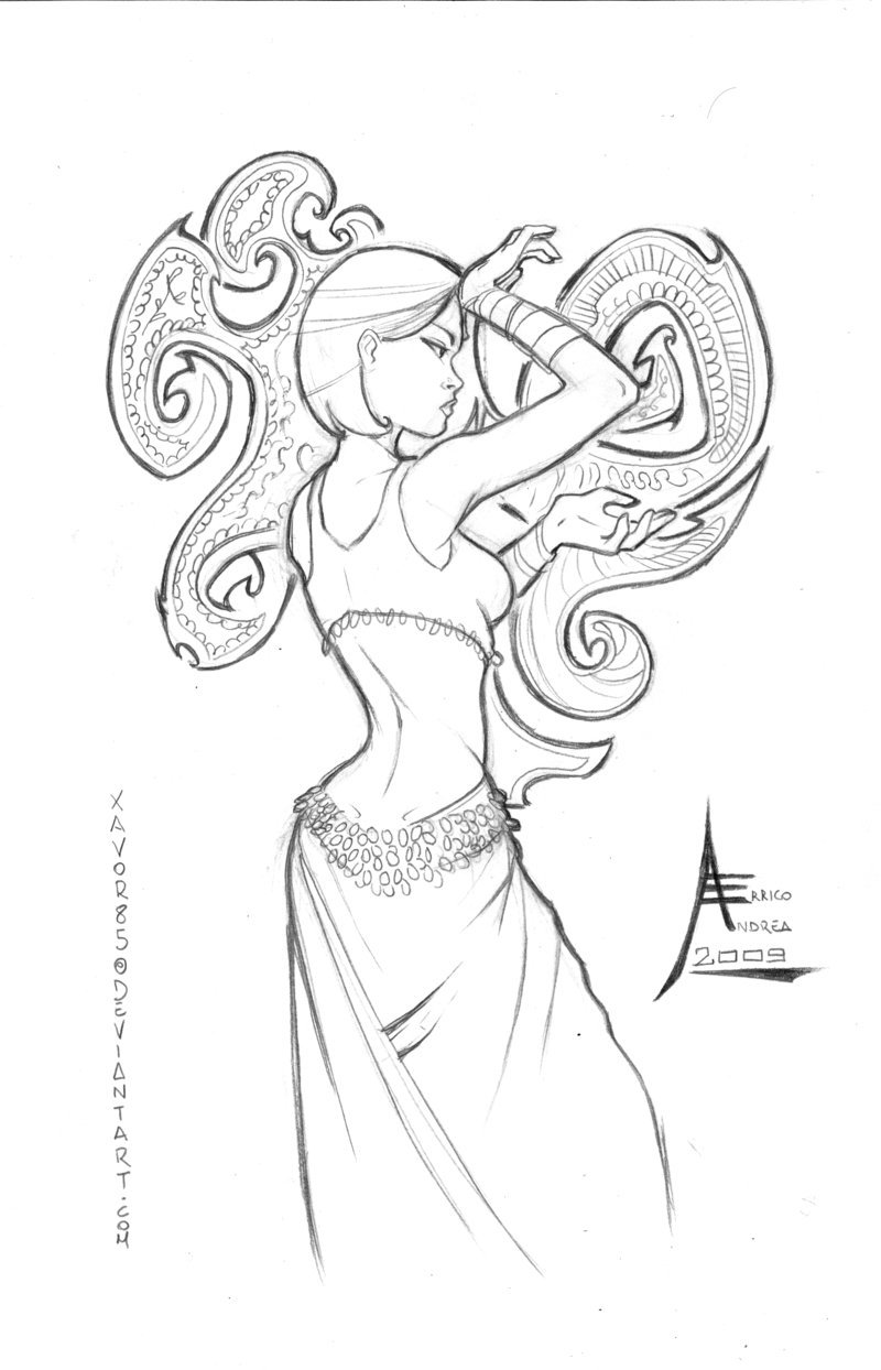 800x1244 Belly Dancer Lineart By Xavor85