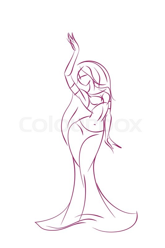 533x800 Line Ink Style Sketch Figure Gesture Drawing Of Belly Dancer