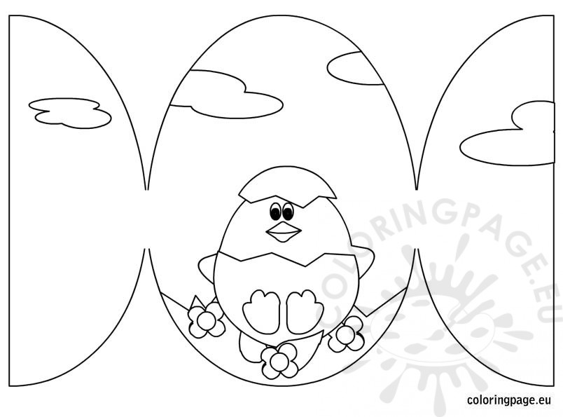 804x595 Easter Card Colouring Template Easter Card Chick With Egg Coloring