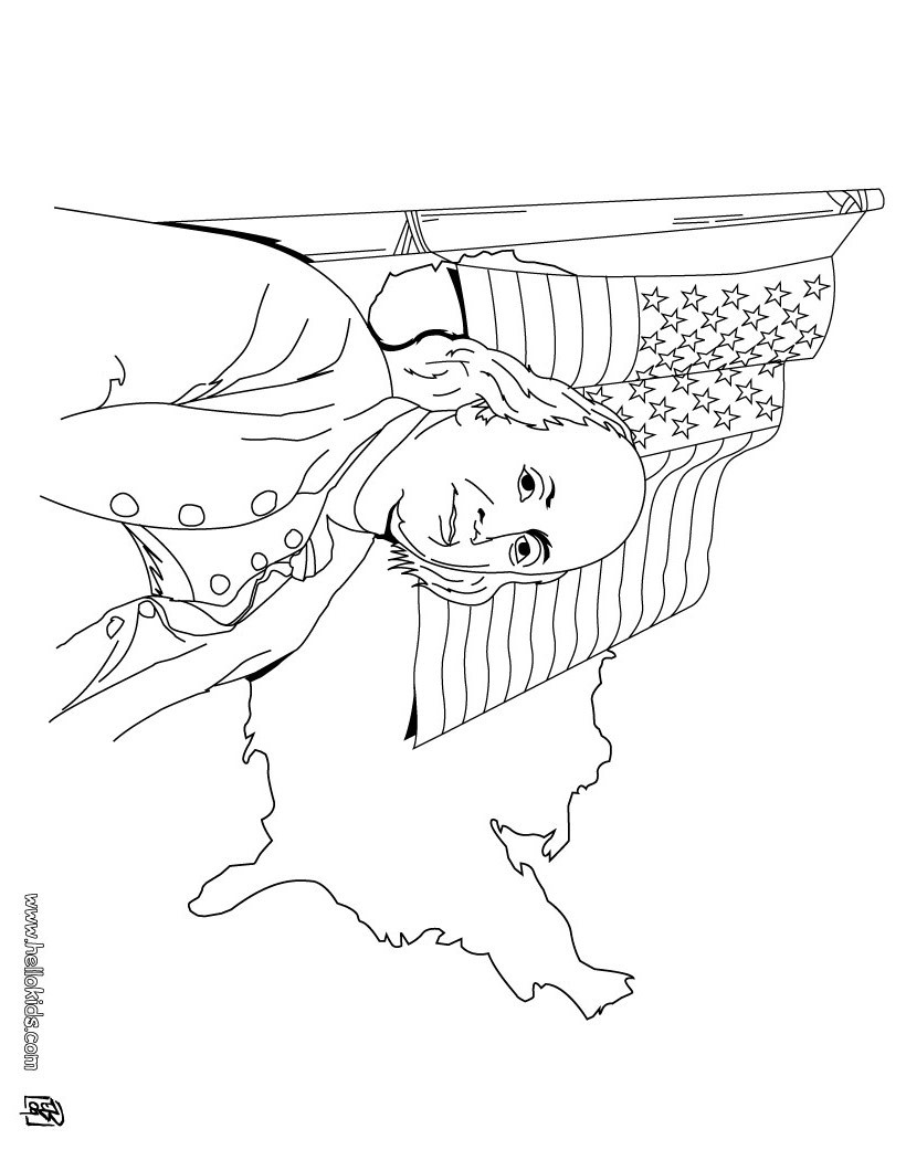 820x1060 Benjamin Franklin And Us Flag Coloring Pages