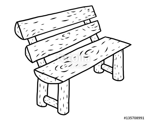 500x417 Wooden Bench Cartoon Vector And Illustration, Black And White