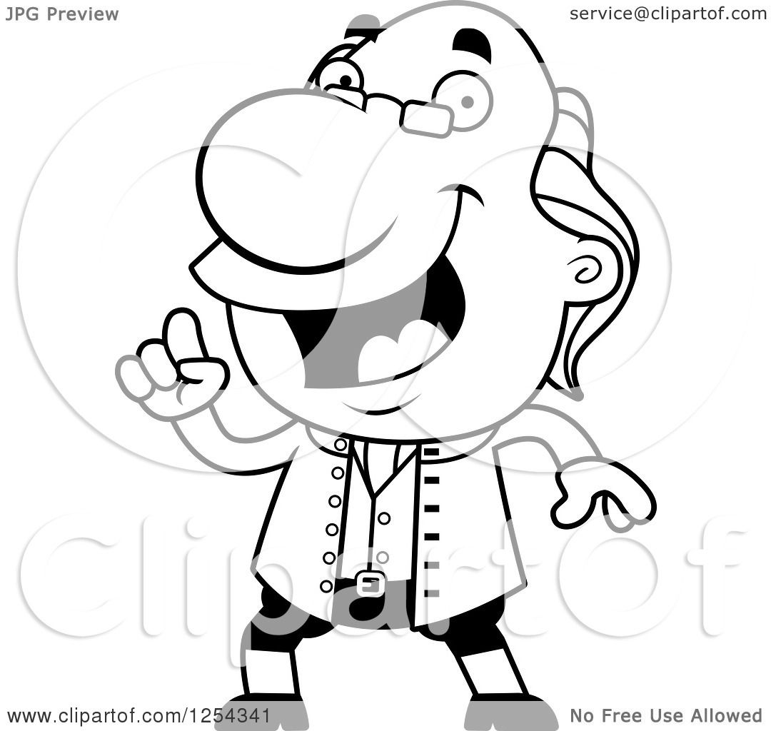 1080x1024 Clipart Of Black And White Benjamin Franklin With An Idea