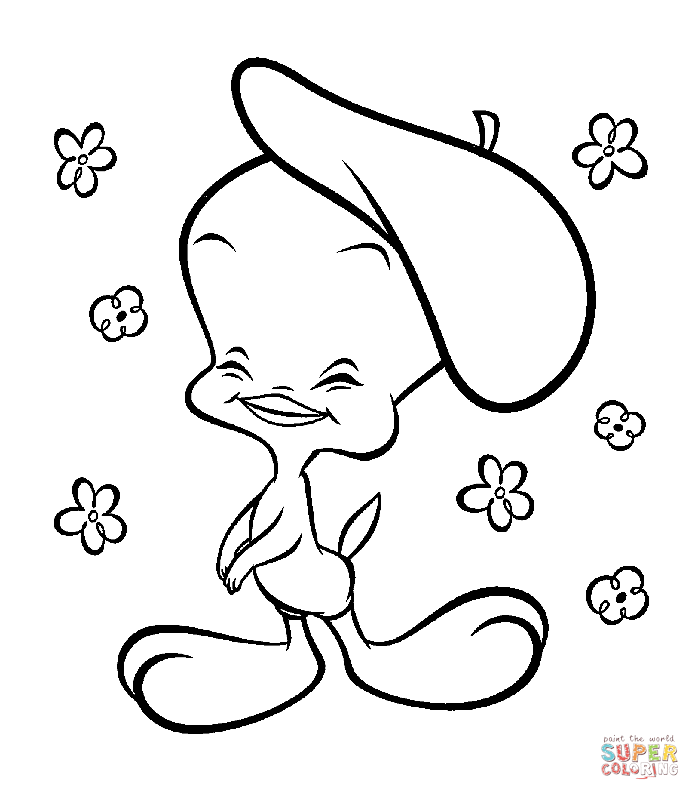 700x800 Tweety In Beret Coloring Page Free Printable Coloring Pages