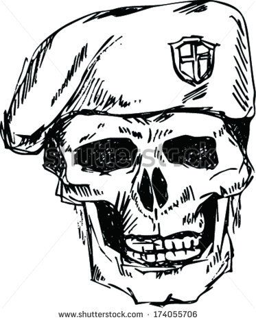 373x470 Soldier Skull In Beret With Doodle Style Soldados