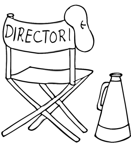 440x480 Beret, Folding Chair And Megaphone Of Film Director Coloring Page