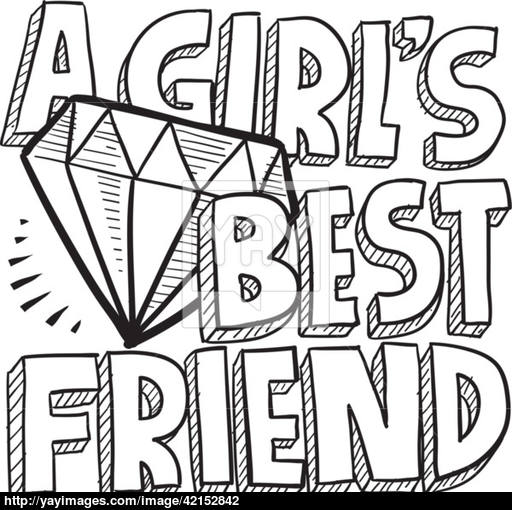512x510 Diamonds Are A Girl's Best Friend Sketch Vector