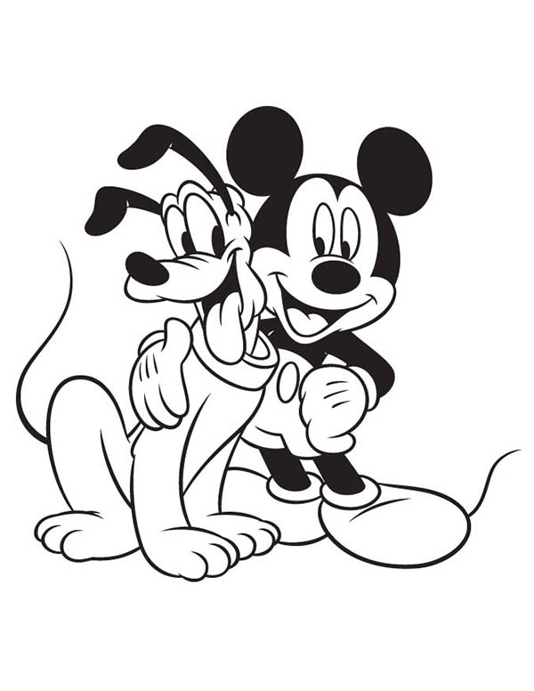 600x776 Mickey Mouse And Pluto Are Best Friend Coloring Page Color Luna