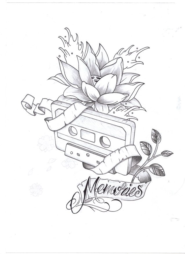 638x877 Memories Cassette Tattoo Sketch Best Tattoo Designs