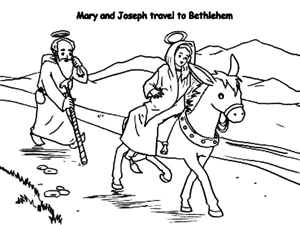 600x449 Joseph And Mary And The Donkey Travel To Bethlehem Coloring Pages