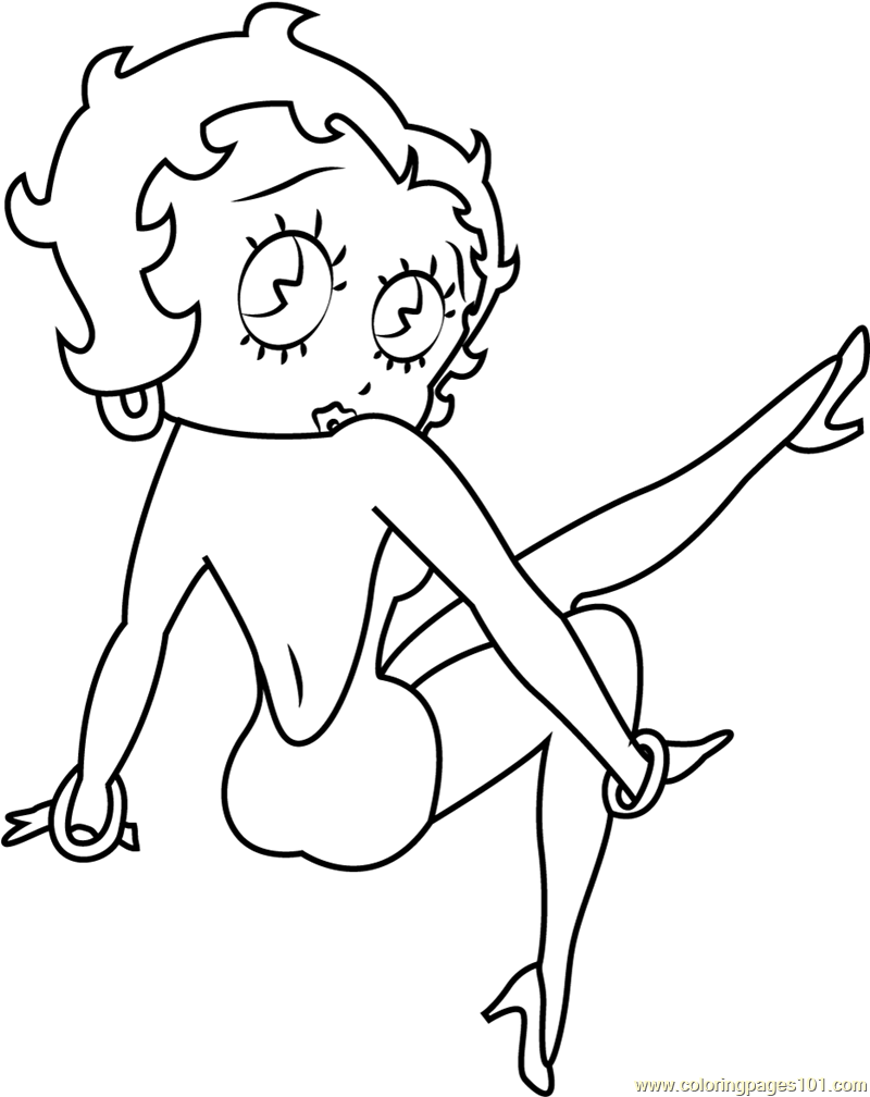 800x1008 Betty Boop Looking Back Coloring Page
