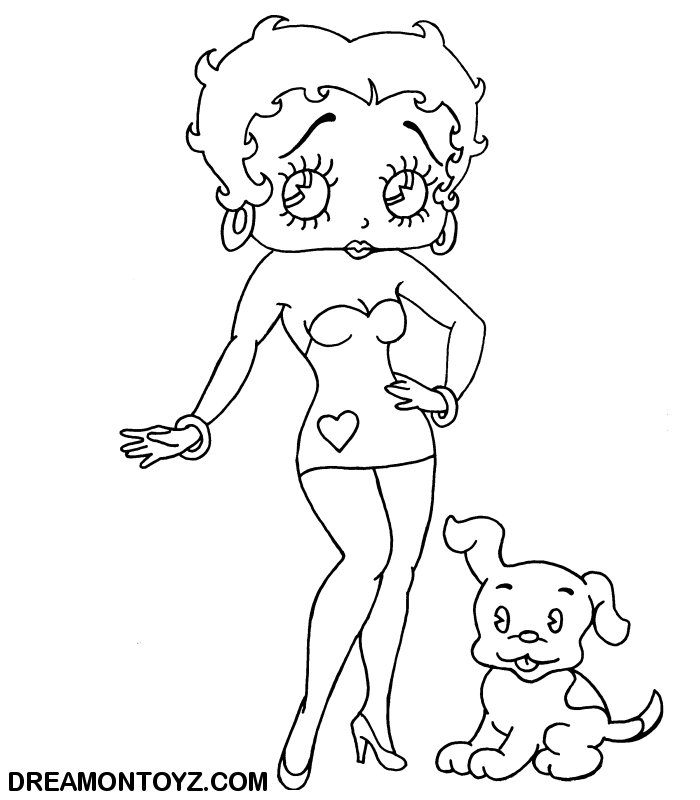 700x800 Baby Betty Boop Coloring Pages Outline Of Betty Boop And Her Pet