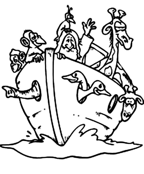 600x726 Noah With The Animals In The Bible Heroes Coloring Page