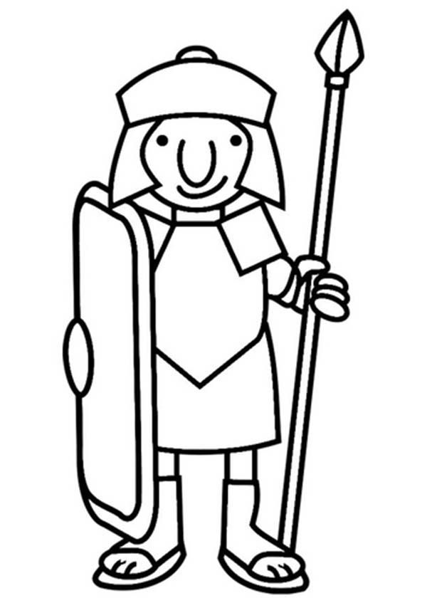 600x847 A Cartoon Drawing Of Roman Soldier From Ancient Rome Coloring Page