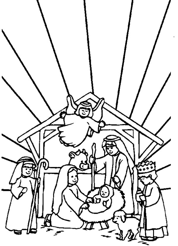600x829 Bible Story Of The Born Of Jesus In Nativity Coloring Page Color