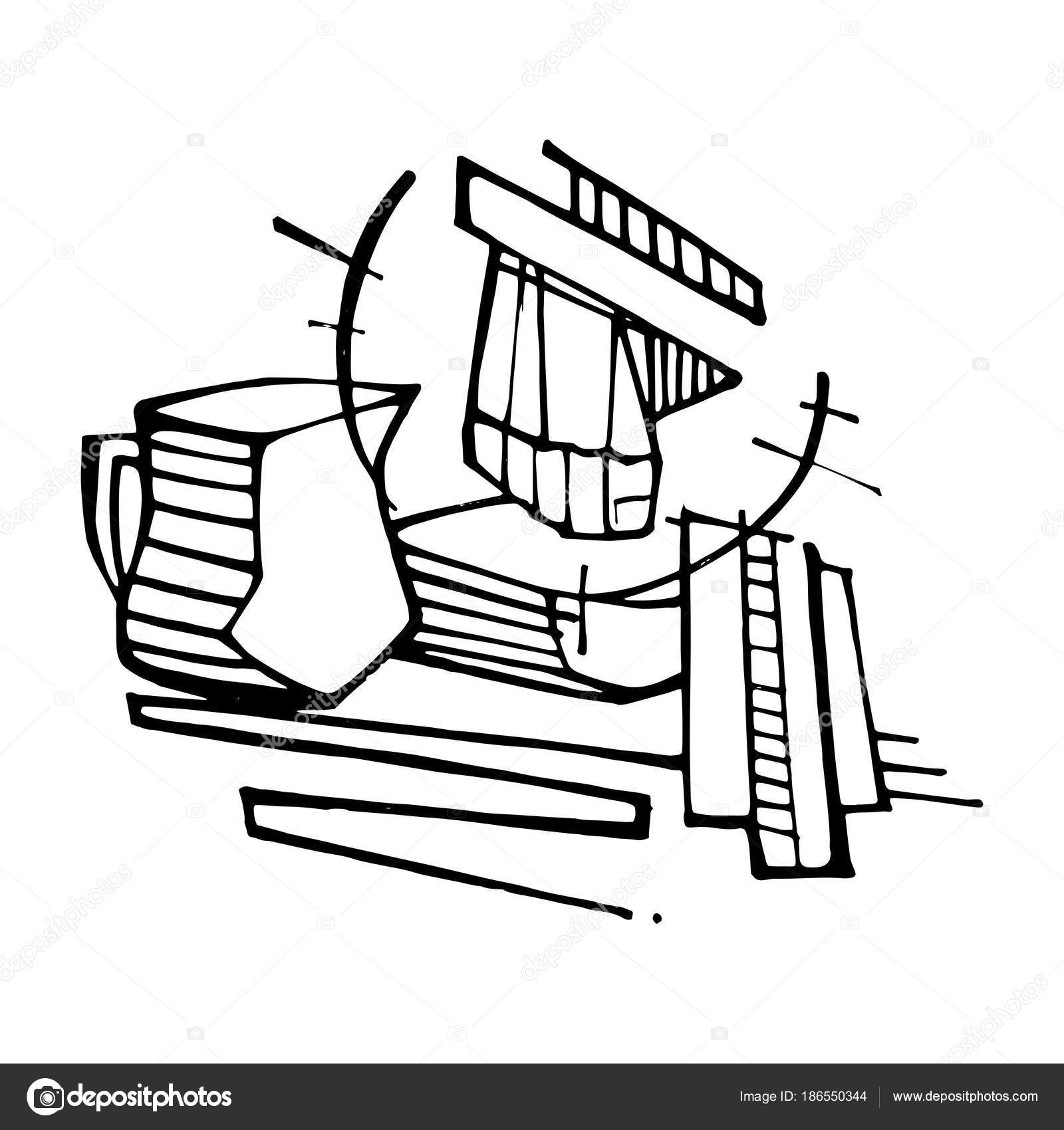 1600x1700 Hand Drawn Vector Illustration Biblical Scene Foot Washing Stock