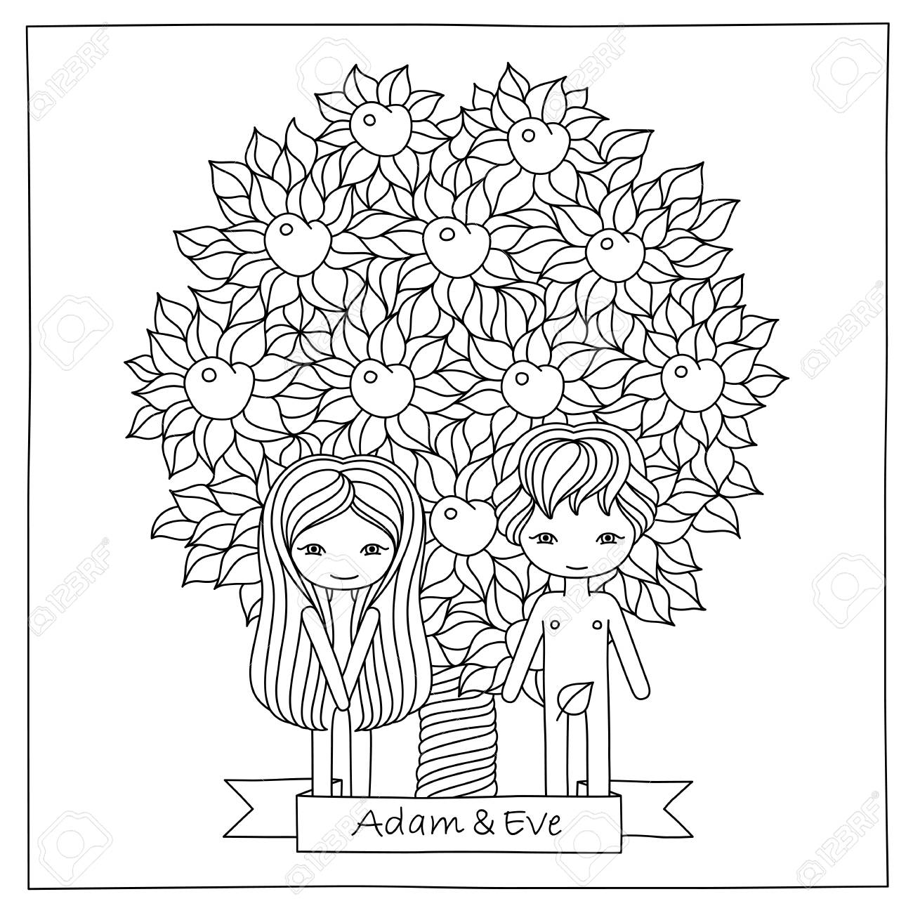 1300x1300 Vector Hand Drawing Illustration Of A Biblical Scene With Adam