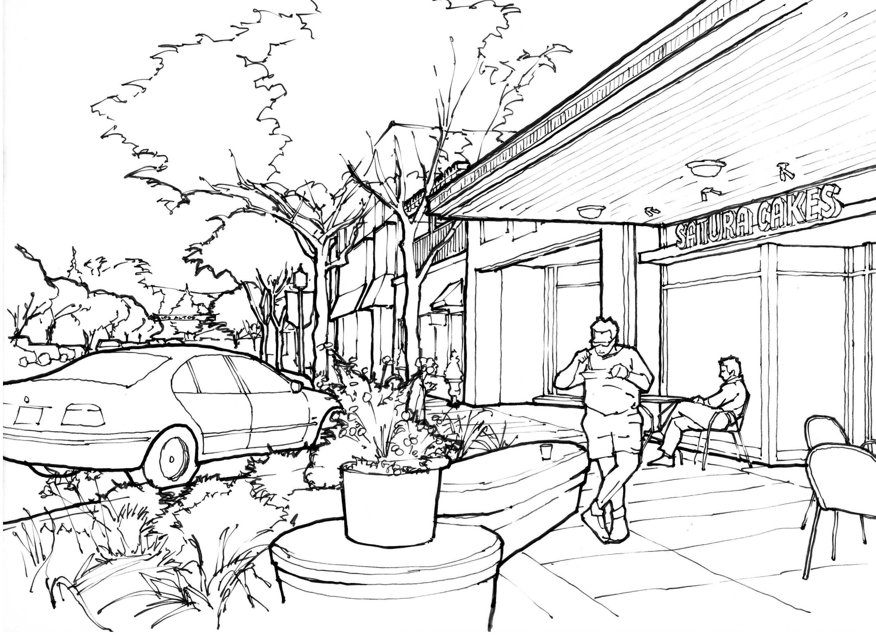 3509x2550 Street Scene Drawing